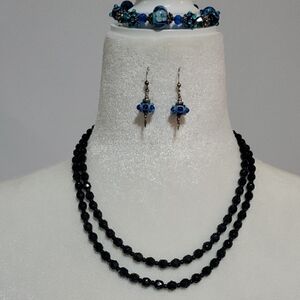 Unique Vintage Black and Blue Necklace Sold As Is No Refunds
